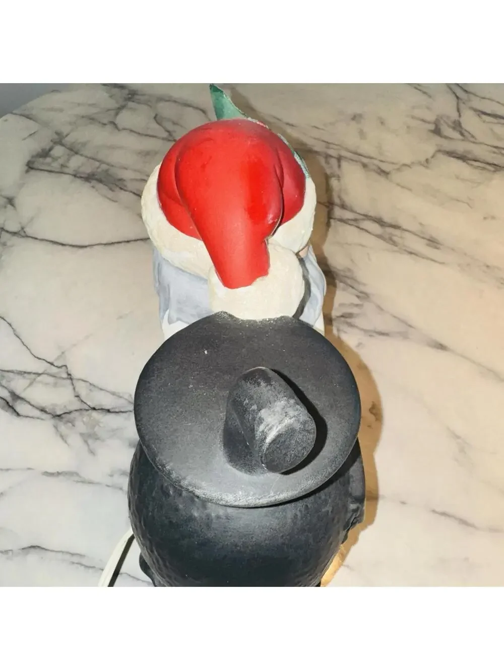 RARE Vintage Handmade Santa Coal Furnace Ceramic Lamp Light Up Christmas Kitsch